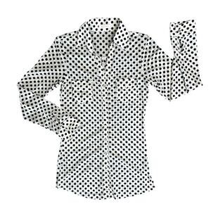 PHANUEL Black Cream Semi Sheer Button Greeting Polka Dot Shirt